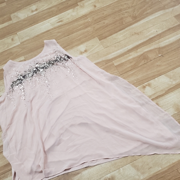Lane Bryant 22/24 Sequin Sheer Tank Blush Pink Asy - Picture 1 of 6